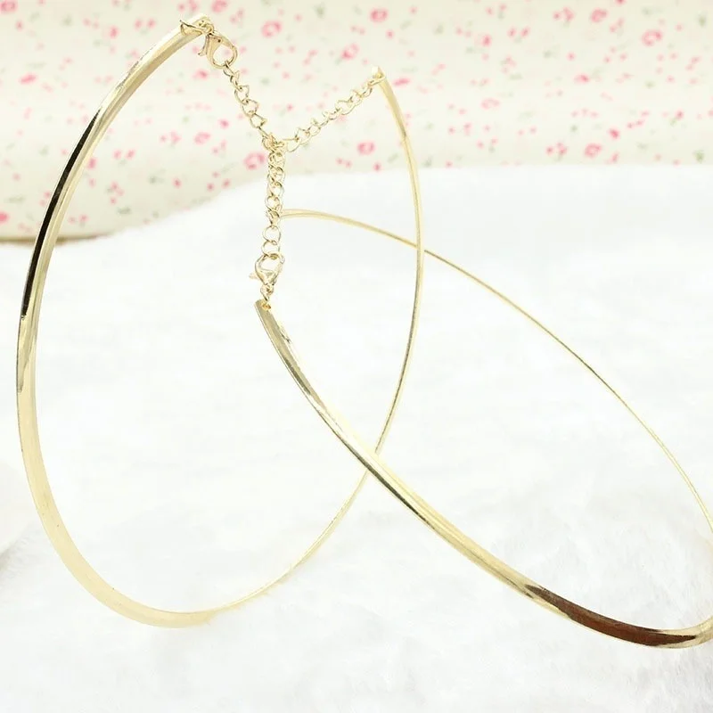 304 Stainless Steel Collar Neck Ring Necklace Silver Color Big Circle Metal Pendant Torque Statement Necklace Jewelry Findings image 5