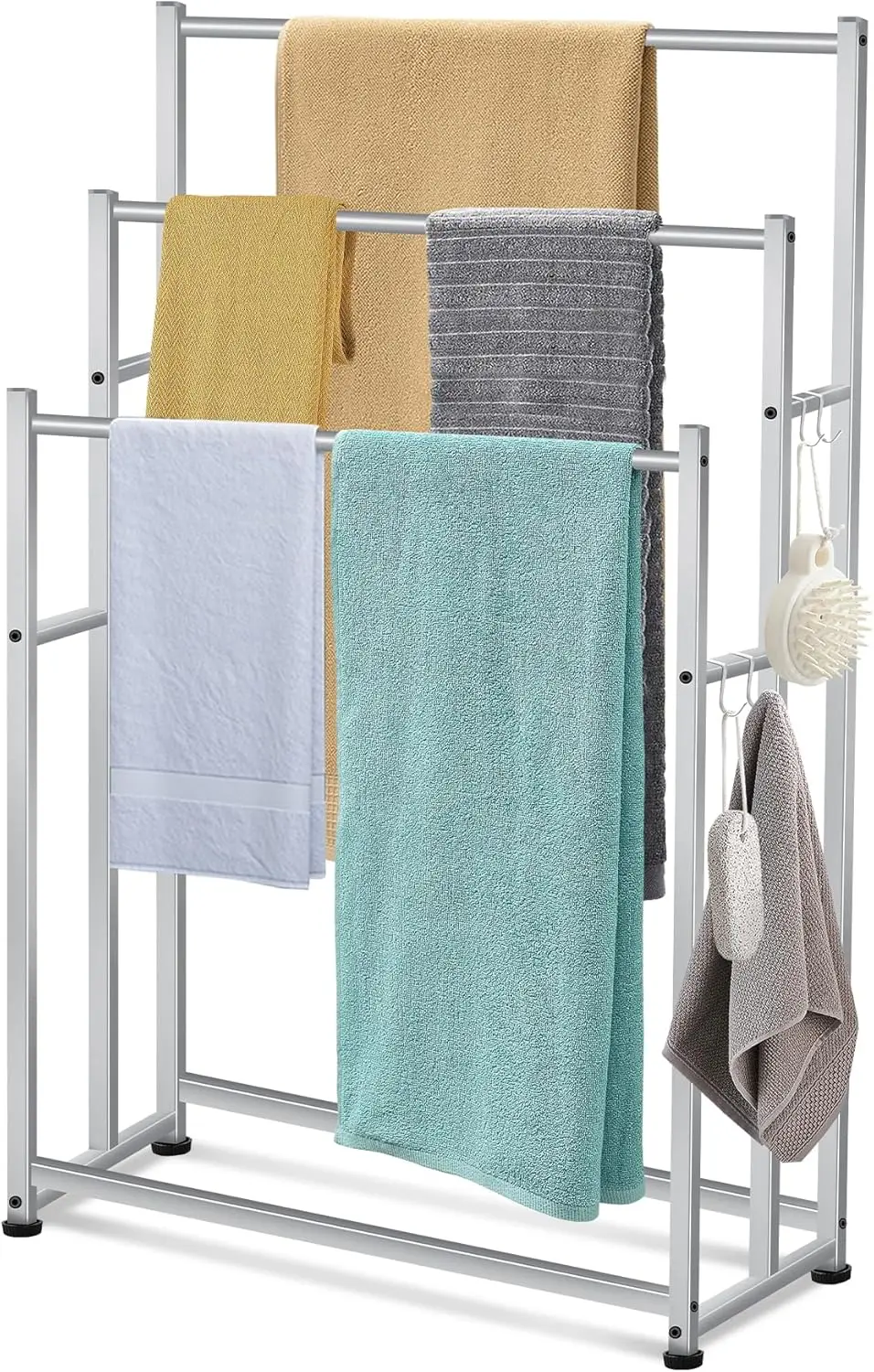 

47.6 Inch Tall Free Standing Towel Racks 3 Tier Pool Towel Rack Outdoor Oversized Floor Bath Towel DryingHolder Blanket Quilt Ra