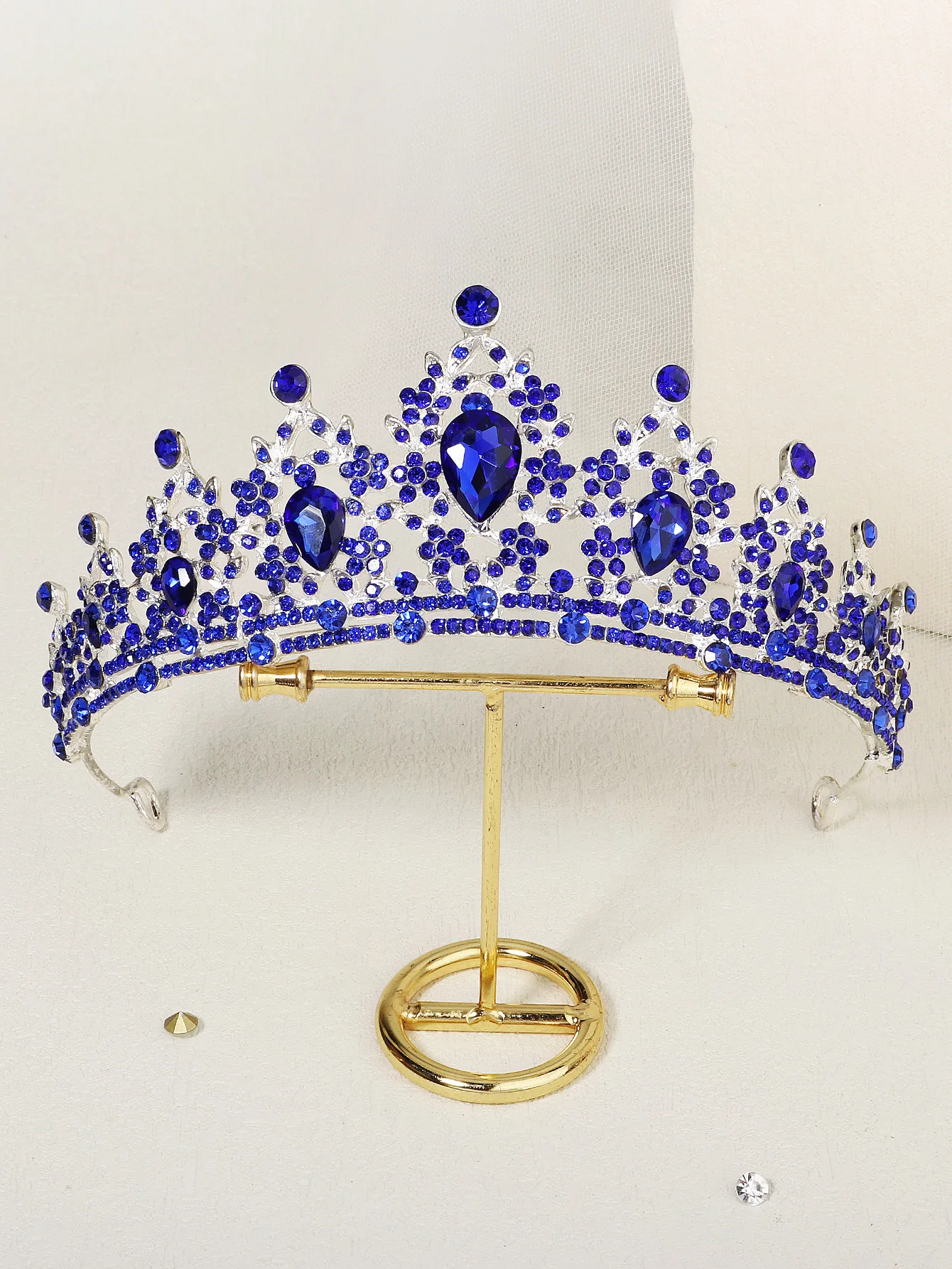 Mode Schwarz Kristall Haar Krone für Frauen Haar Zubehör Prom Gold Farbe Tiaras und Kronen Braut Haar Schmuck Geschenke – Detail 29