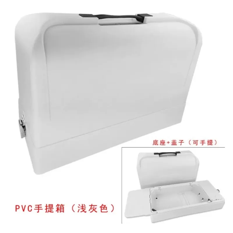 brown-pvc-sewing-machine-carry-case-with-lid-base-dustproof-mothproof-storage-box-for-antique-electric-sewing-machine