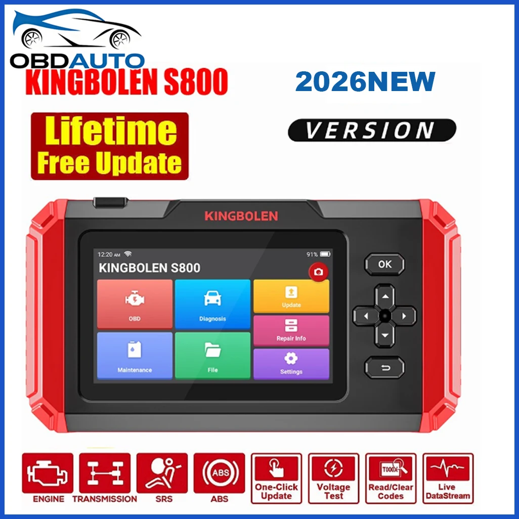 KINGBOLEN S800 5 inch Car Diagnostic Tools ABS SRS ECM TCM 4 systems 15 Resets IMMO DPF TPMS Transmission OBD2 Scanner