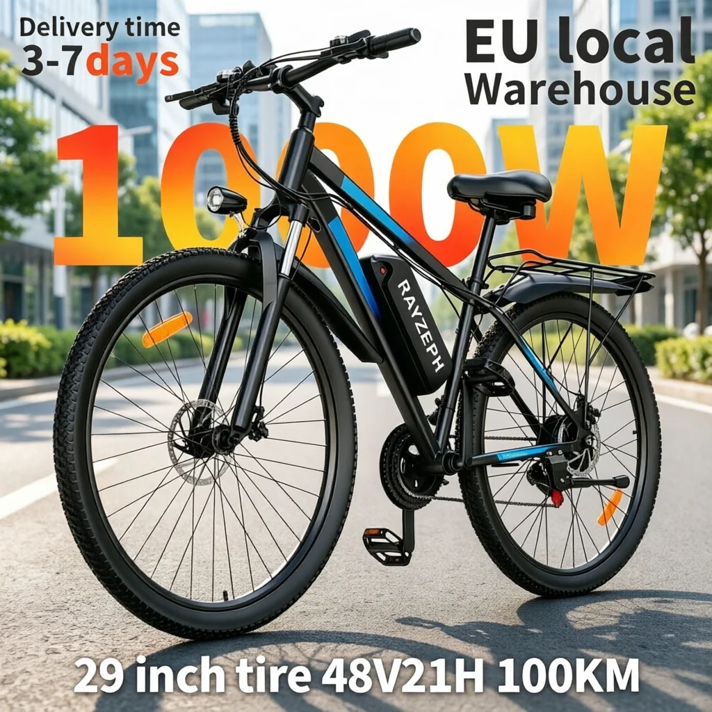 RAYZEPH S29 Pro Bicicletta Elettrica da Città con Batteria al Litio 48V 21Ah, 50KM/H, 100KM, Pneumatici da 29 Pollici, E-bike da Montagna per Adulti con APP per Pendolarismo e Consegna di Cibo
