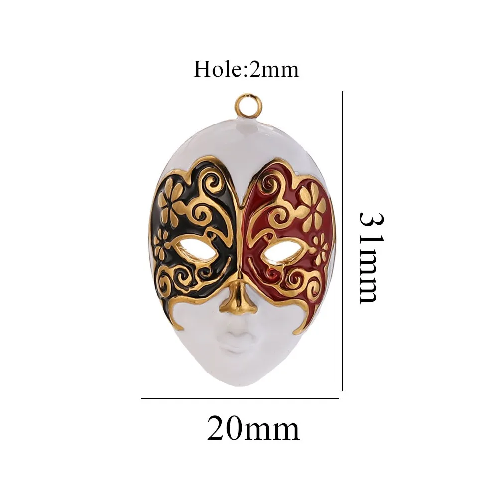 Chinese Peking Opera Mask Pendant Water Drop Evil Eye Stainless Steel Charms 3 Styles DIY Making Connector for Jewelry Making