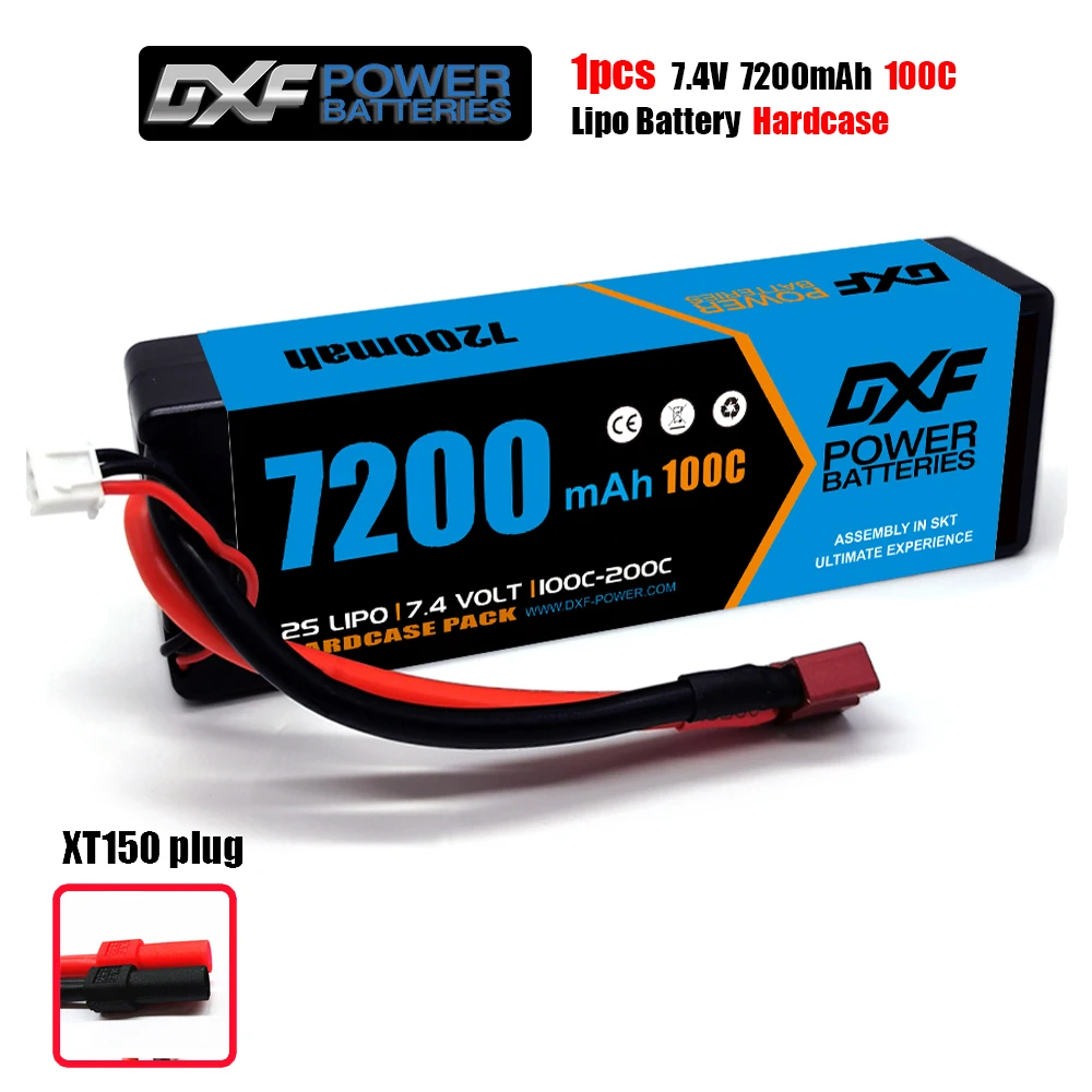 1/2PC DXF 2S Lipo Batterij 7.4V 7200mah 100C Hard Case XT60 EC5 TRX Deans XT90 voor Traxxas SCX10 Auto FPV Vliegtuig Truck RC Onderdelen