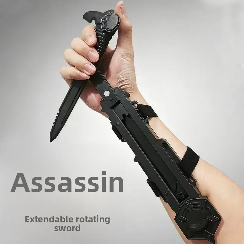 2 in 1 Retractable Sleeve Sword Toy with Rotating Hidden Blade Wrist Mounted Cosplay Prop Adjustable Strap Fidget Toy Safe Toy
