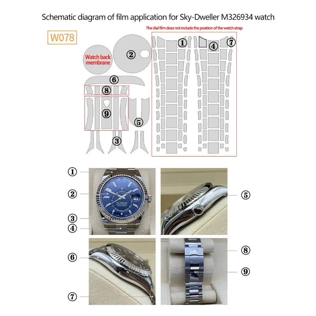 Watch Film for Sky-Dweller M326934 Full Set Anti-abrasion Anti-oil Anti-yellowing Shockproof Protective Film