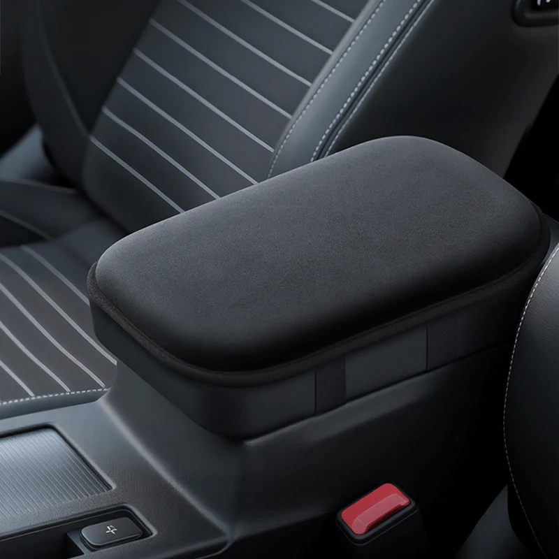 

1Pc Car Armrest Box Pad Ice Silk/Plush Center Console Cushion Heightening Elbow Support Universal Interior Accessories