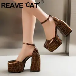 REAVE CAT Design Shoes Women Sandals Toe Heel 12.5cm Platform 4.5cm Buckle Strap Party Big Size 47 48