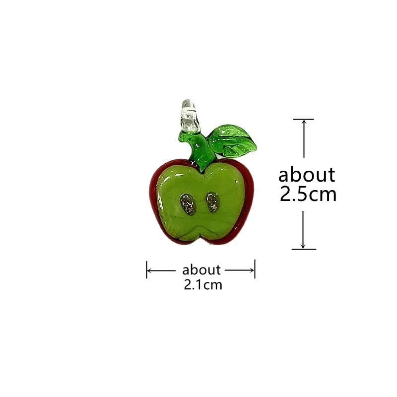 2PCS Cute Mini Glass Apple Slice Pendant Creative Fruit Charms DIY Jewelry Making Supplies Christmas New Year Decor Accessories