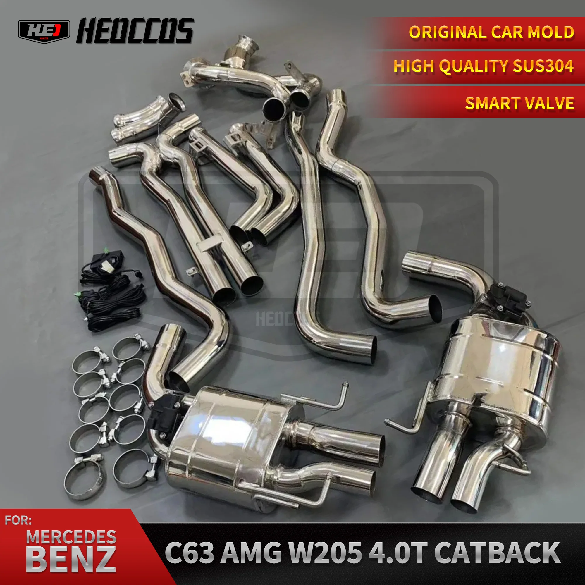 

HEO Hot Sale Stainless Steel 304 Catback System For Mercedes-Benz AMG C63 W205 4.0T With Electronic Valve Car Exhaust System