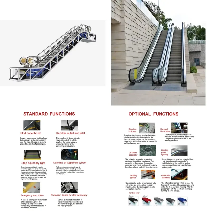 for Heavy Duty Traction Escalator Mobile Walkway Energy Saving Stainless Steel Tempered Glass Indoor Outdoor Airport Subway