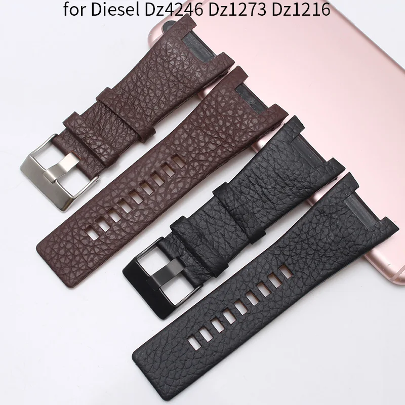32x17 мм вогнутый кожаный ремешок для часов из воловьей кожи для Diesel Dz4246 Dz1273 Dz1216 мужской браслет со специальным интерфейсом, сменные браслеты