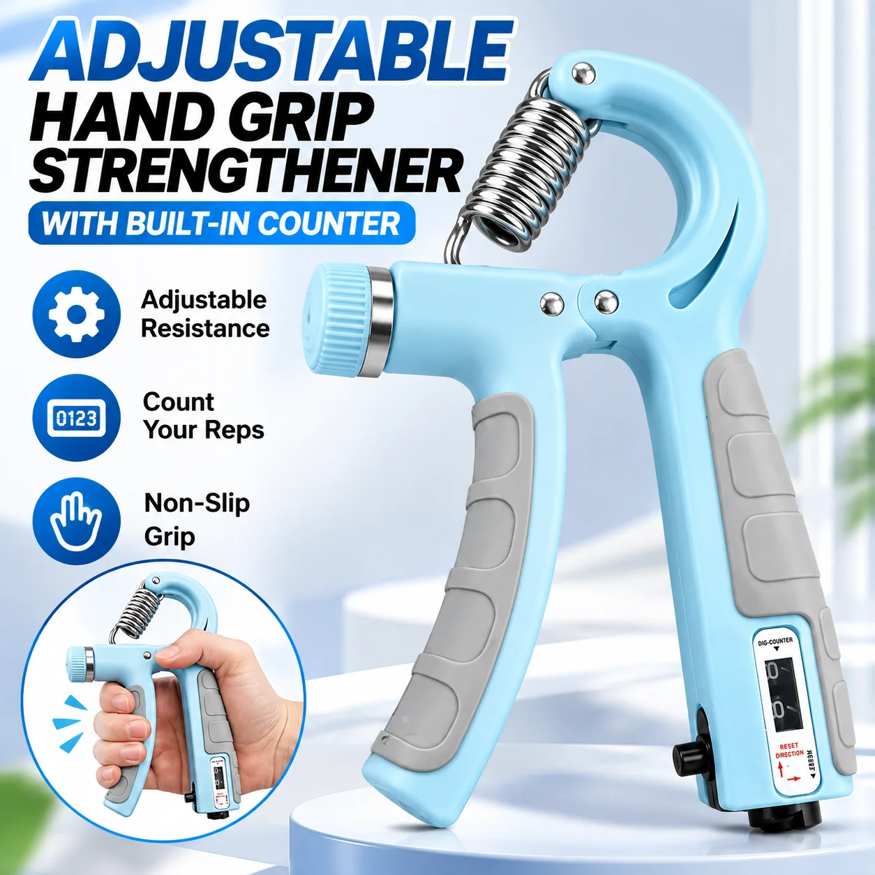Adjustable Adjustable Hand Grip Strengthener with Counter Hand Exerciser Forearm Trainer Grip Strength Training Equipment for Men Women Hom - Aliexpress Deal