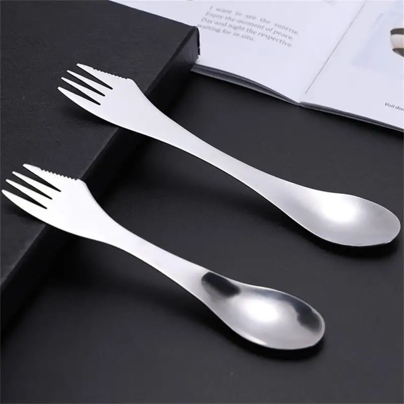 Stainless steel Western tableware creative three in one spoon fork integrated tableware outdoor camping tactical tableware