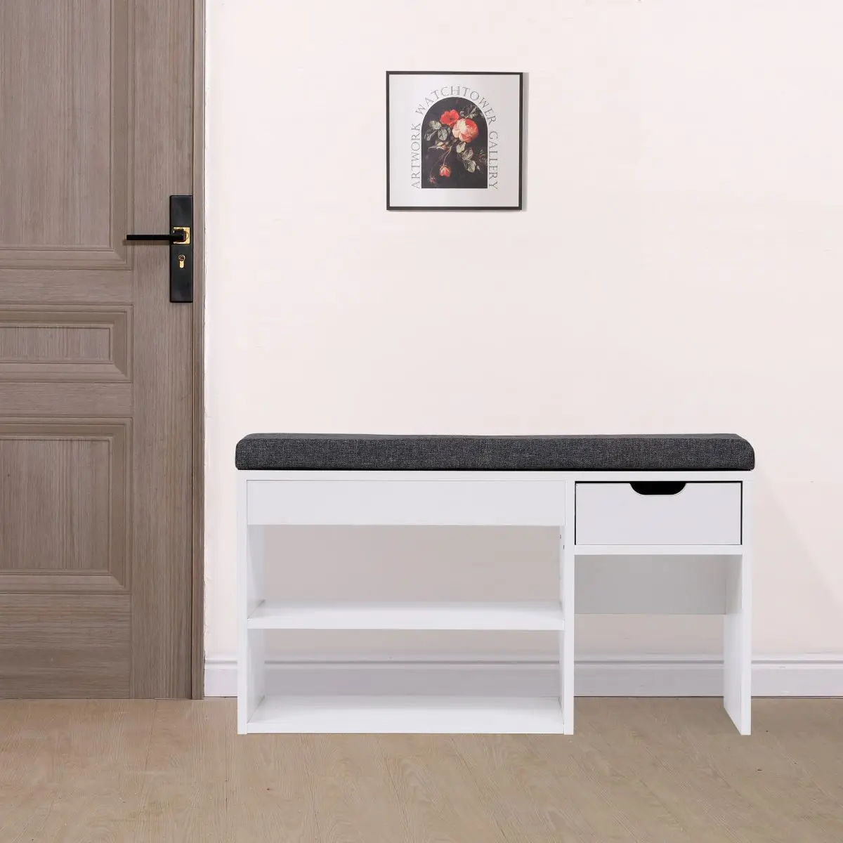 Modern shoe stool with seat cushion - ideal for entrance - structurally stable - maximum load 100kg