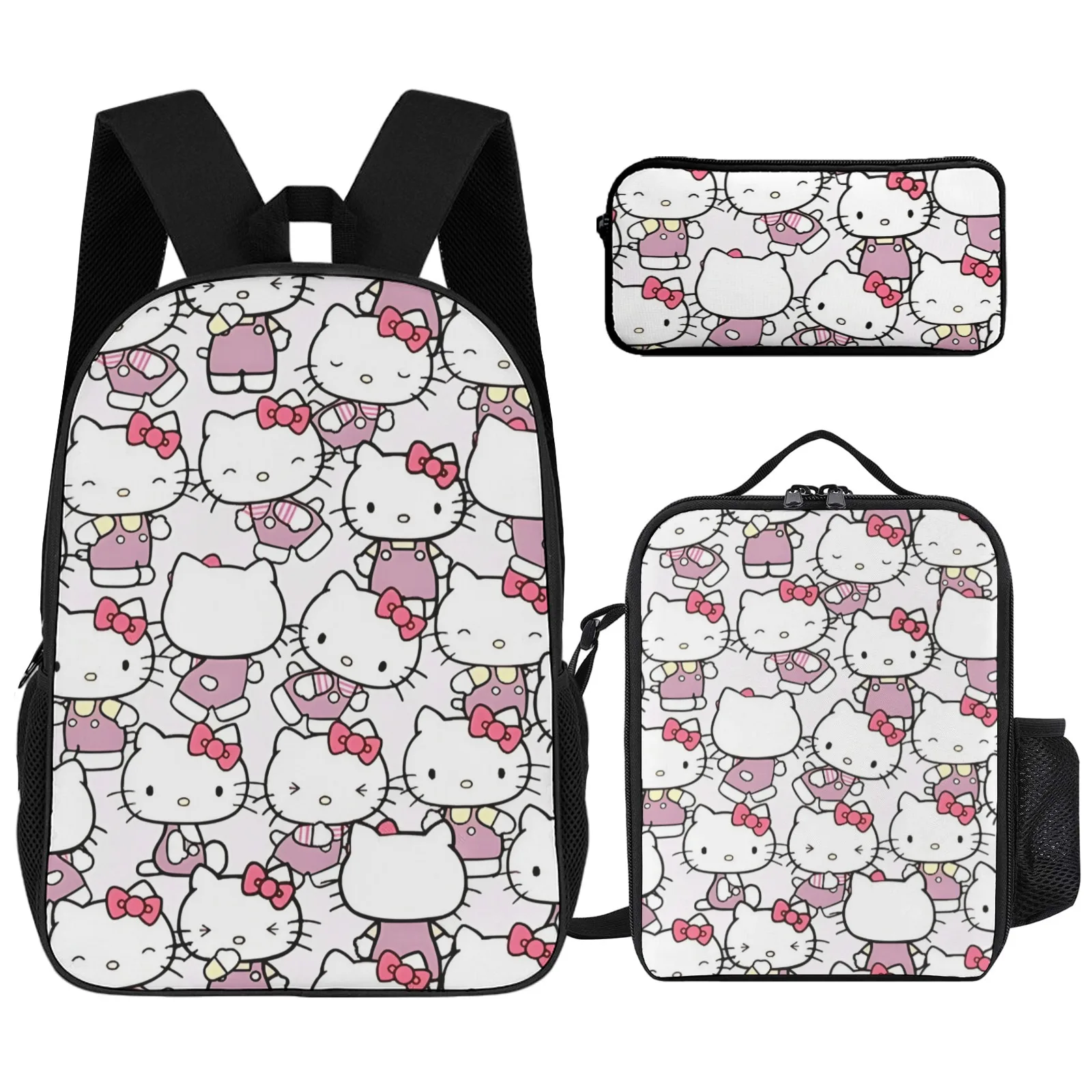 

Рюкзак на молнии с принтом Hello Kitty Sac A Dos, сумка для книг, сумка для книг в школу, аниме, 17-дюймовый пенал, школьный рюкзак, сумка для обеда