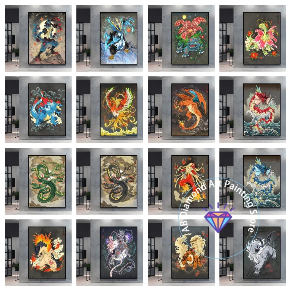 

Japanese Classic Anime Pokemon Charizard Square Round AB Diamond Painting Kit 5D DIY Stitch Handmade Art Crafts Home Decor Gift