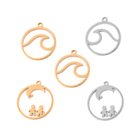 25pcs Stainless Steel Hollow Round Waves Charms Moon Star Boy&Girl Pendant For DIY Earrings Necklace Jewelry Making Accessories