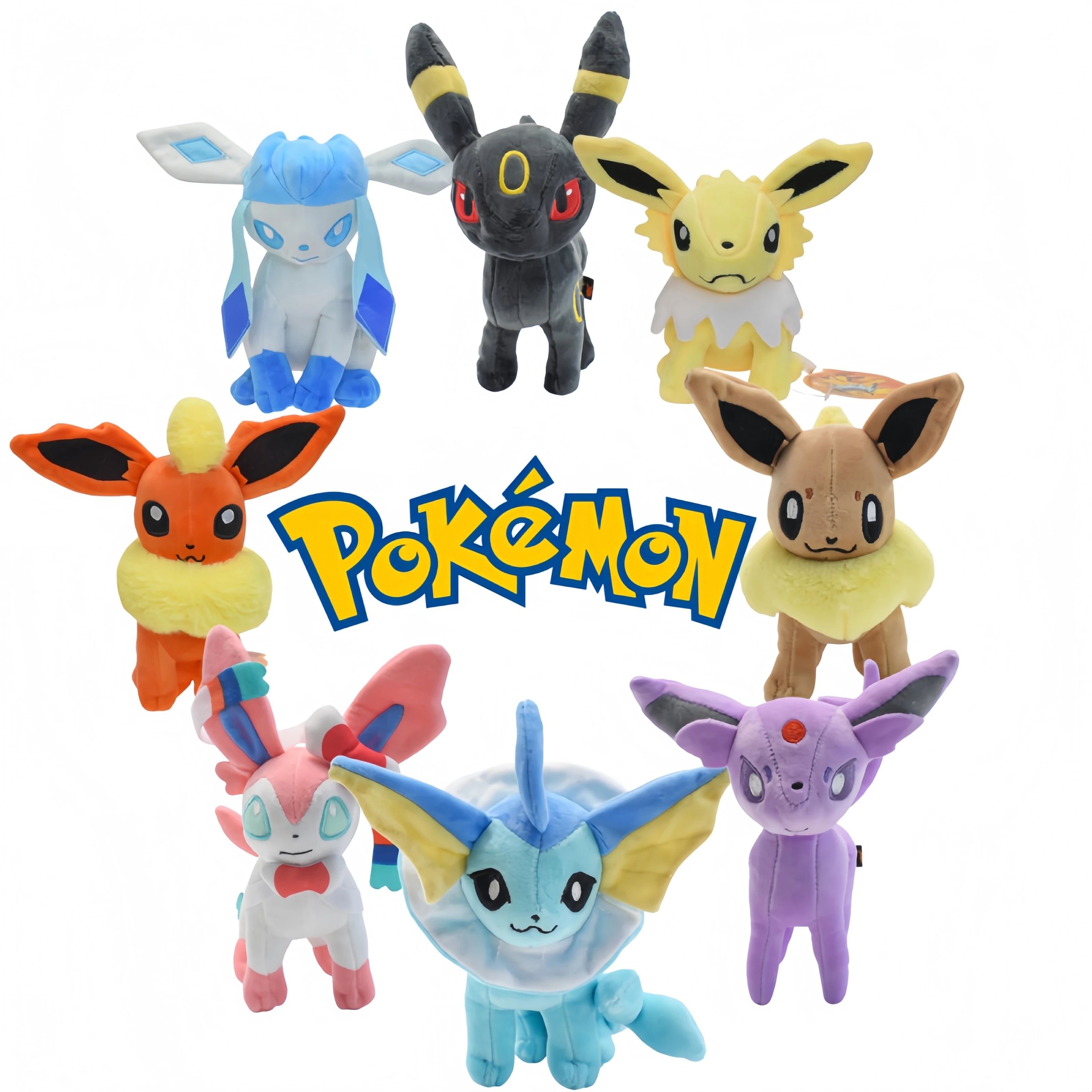 Eevee Family Pokemon Plush Toys Wholesale price of sets Sylveon Umbreon Vaporeon Flareon Eevee Jolteon Stuffed Dolls Kids Gift