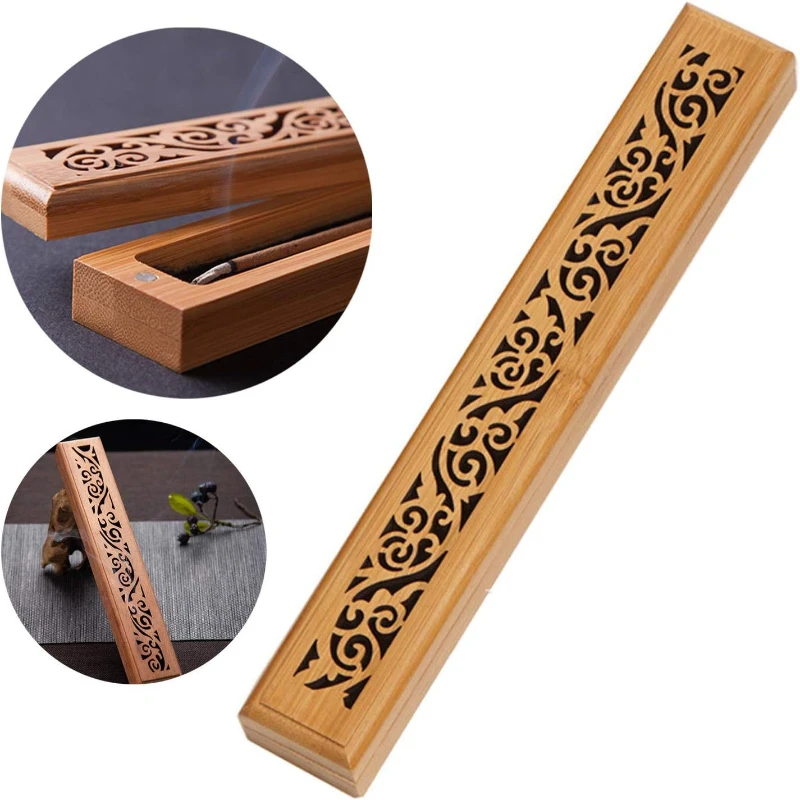 Natural Bamboo Board  Magnetic Incense Burner Stick Holder Anti-Ash Flying Incense Stick Holder Chinese Style Incense Burners