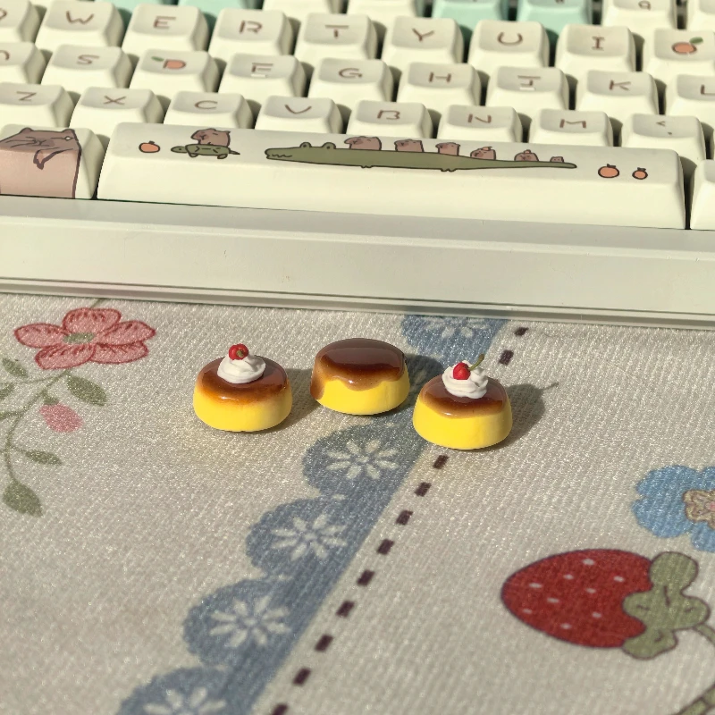 Original süße Kuchen Tastenkappe Kawaii Karamell Pudding Ton Tastenkappen individuelle handgemachte künstlerische Tastenkappen für mechanische Tastatur Geschenke