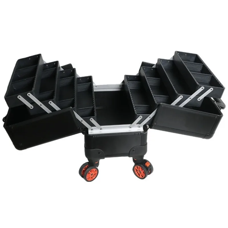 Aluminum Alloy Rolling Case Convenient Portable Multifunctional Storage Trolley Multi-Compartment Tool Storage Tool Case