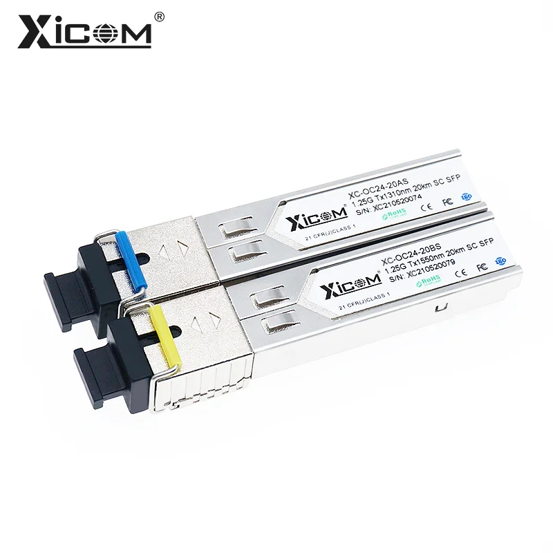 Módulo Gigabit SFP 1,25G SC conector simple módulo de fibra óptica de fibra única 1310nm/1550nm con interruptor Gigabit Cisco/Mikrotik