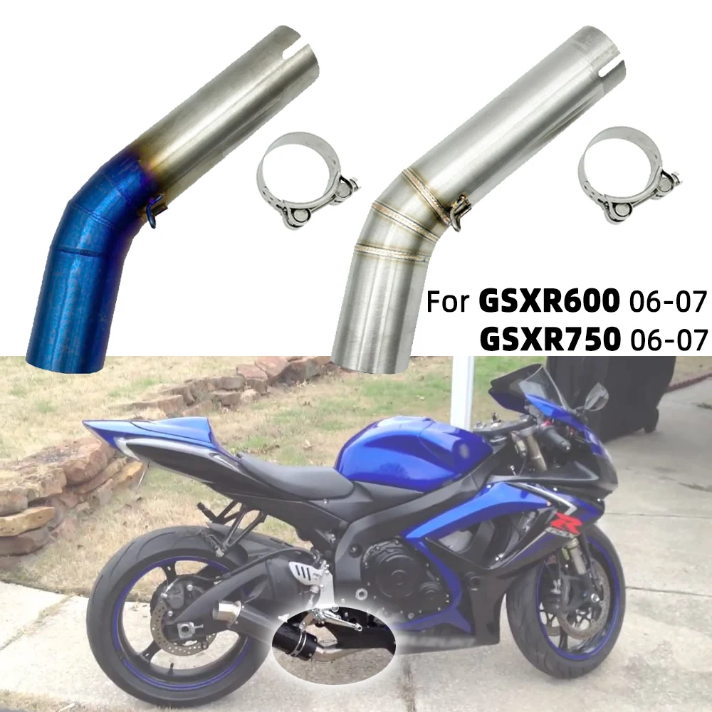 GSXR600 GSXR750 Motorcycle Accessories Exhaust Middle Link Connector Pipe Adapter For Suzuki GSXR600 GSXR 600 750 2006-2007 K6