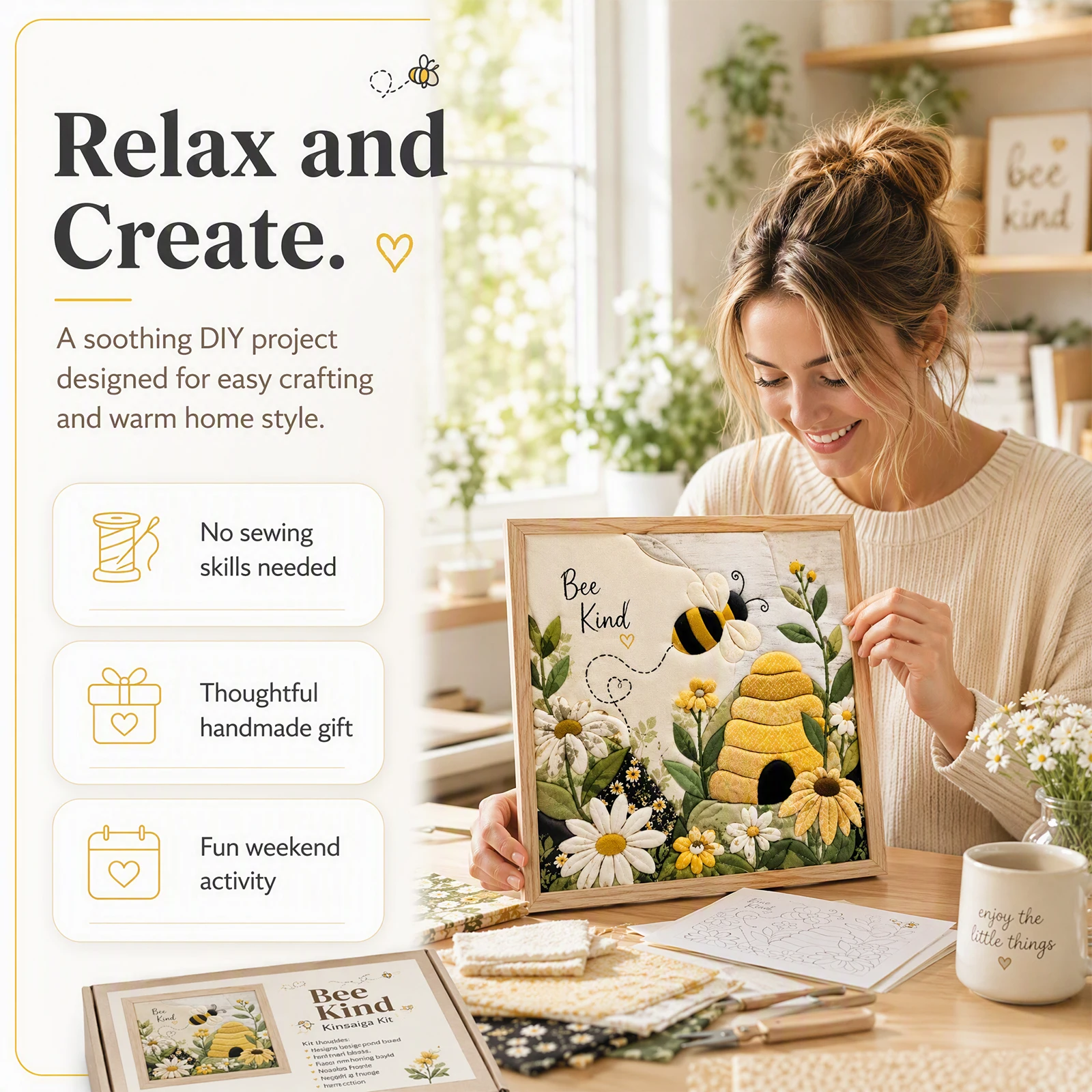 Bee DIY Punch Needle Embroider - đánh giá và giá Art Craft Kit