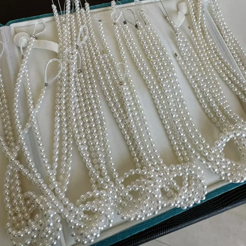 SGARIT Classic Multi-layer 4mm Natural Freshwater Pearl Women's Necklace 925 Sterling Silver Sweater Chain 120cm Luxury Jewelry