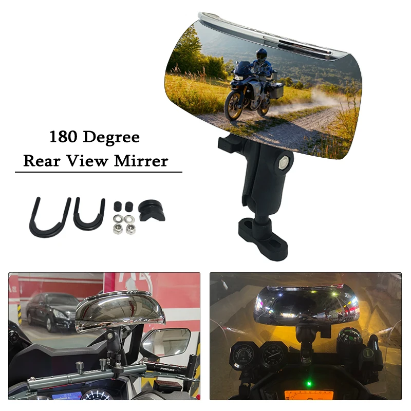 Universal Motorcycle 22mm-28mm Handlebar Mirror 180+ Degree Blind Spot Mirror Wide Angle Rear view Mirrors Safety Auxiliary