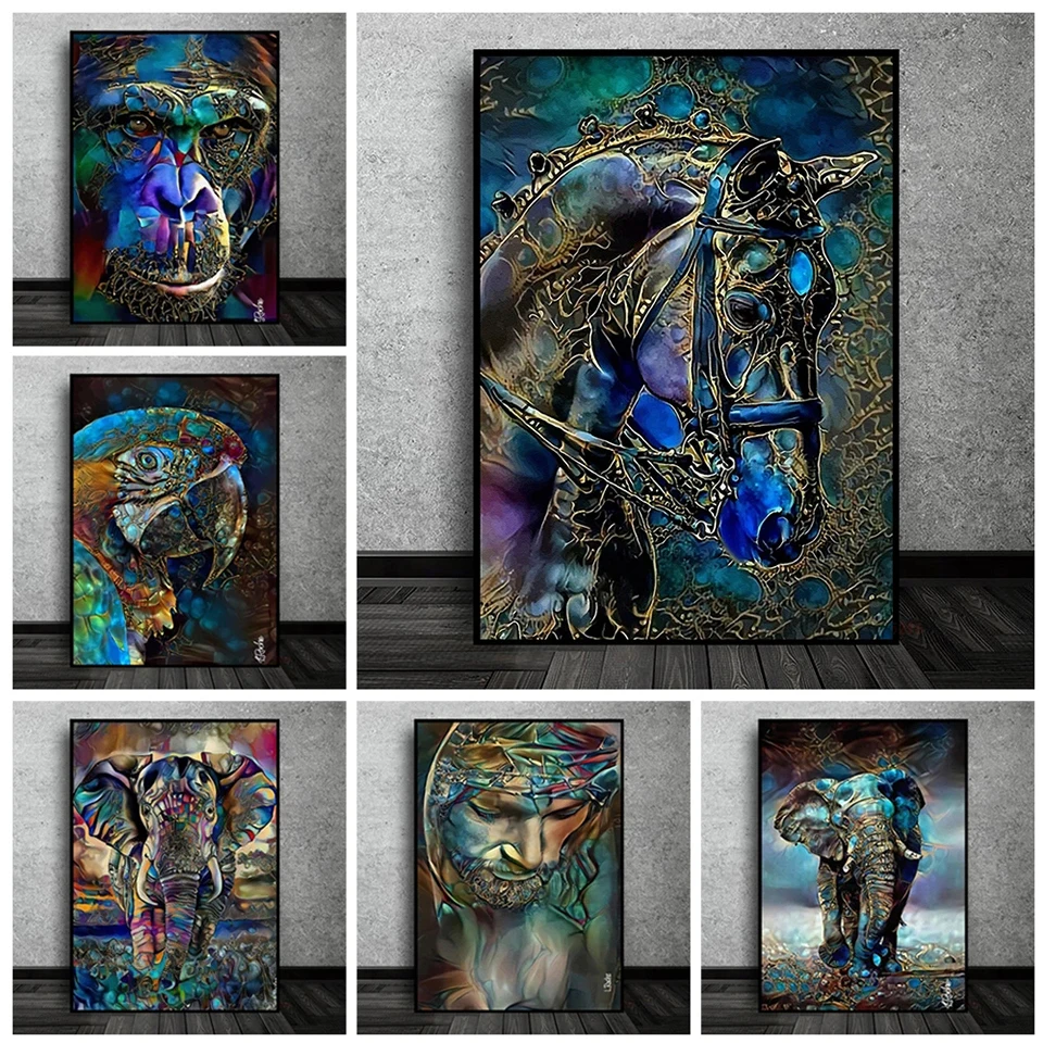 

Graffiti blue horse elephant DIY 5D Diamond Painting Colorful Animal full dill Mosaic Diamond Embroidery stitch home decor