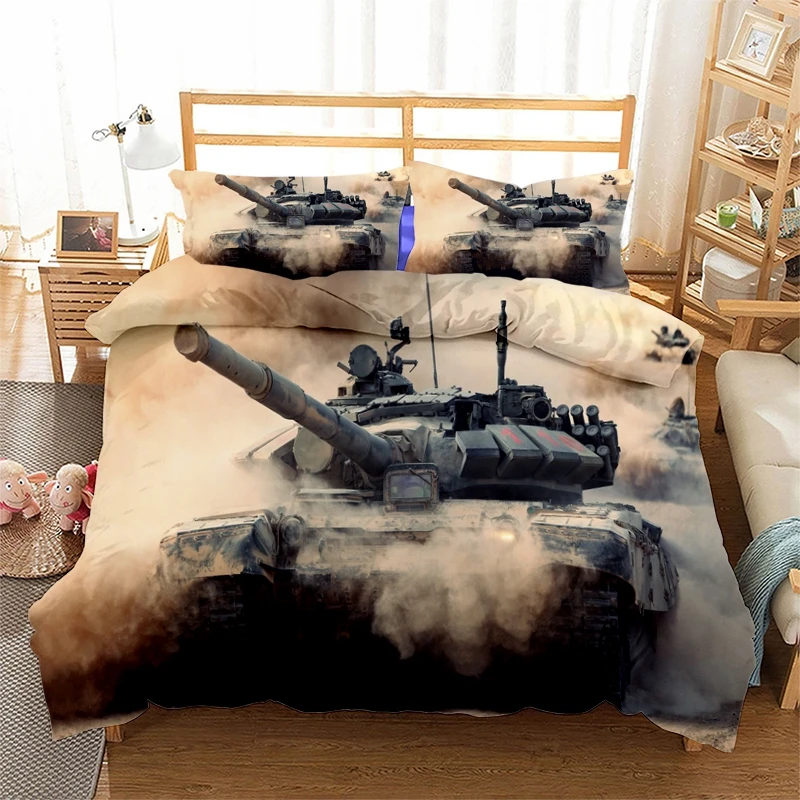 New Tank Art 3D Print Bedding Set Duvet Covers Pillowcases One Piece Comforter Bedding Sets Bedclothes Bed K600