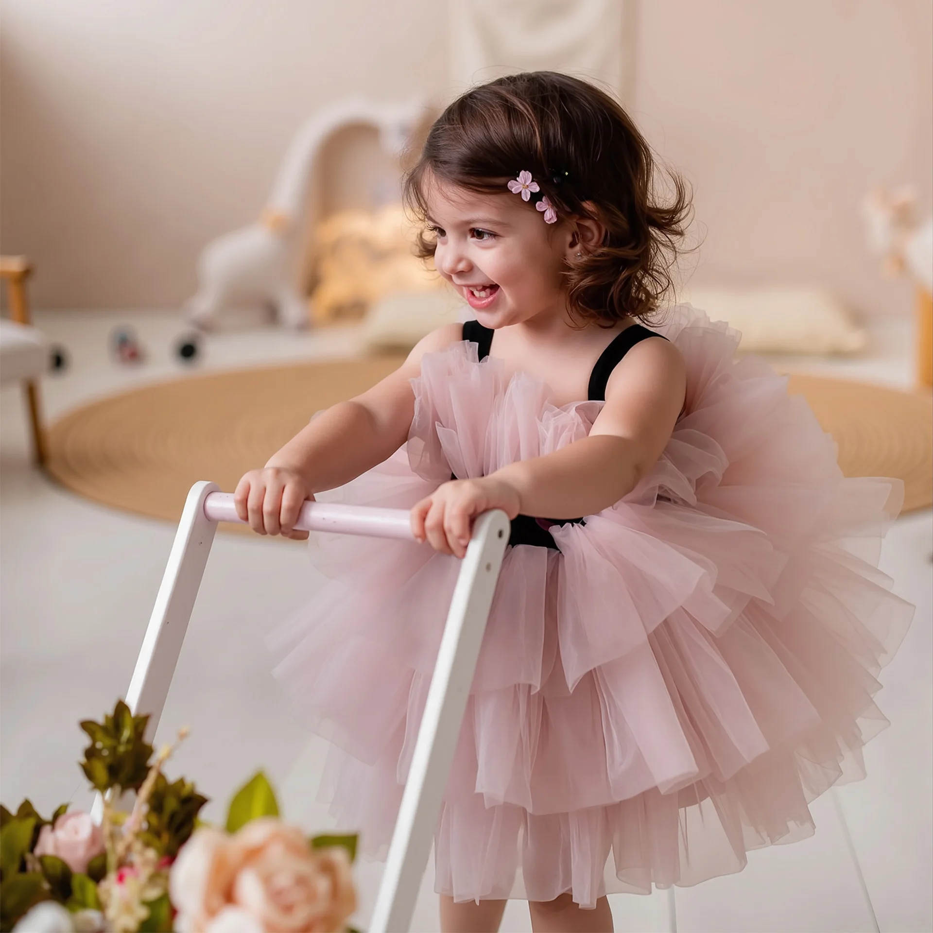 Girl Baby Birthday First Year Dress Important Festival Fluffy Mesh Princess Dress Little Flower Girl Wedding Dress