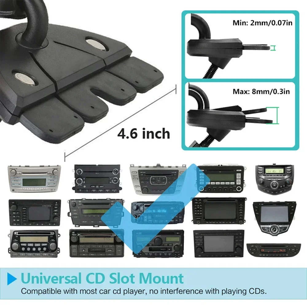 CD Slot Car Phone Holder Universal CD Phone Holder Rotation Adjustable Phone Holder  Mount for iPhone 15 14 13 12 Samsung Xiaomi