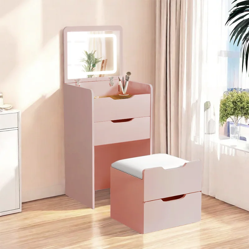 Wooden Home Cosmetic Table Storage Cabinet Folding Makeup Table For Make Up Shops Folding Beauty Dressing Table Set