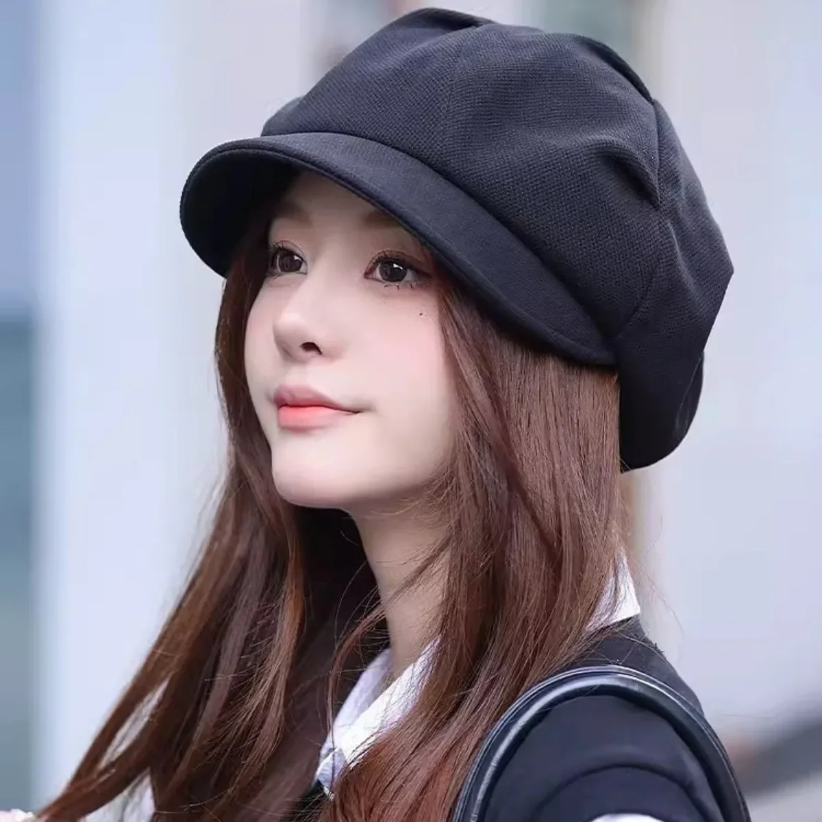 

Adjustable Octagonal Beret British Vintage Style Newsboy Cap Warm Blend Hat for Women Autumn Winter Headwear