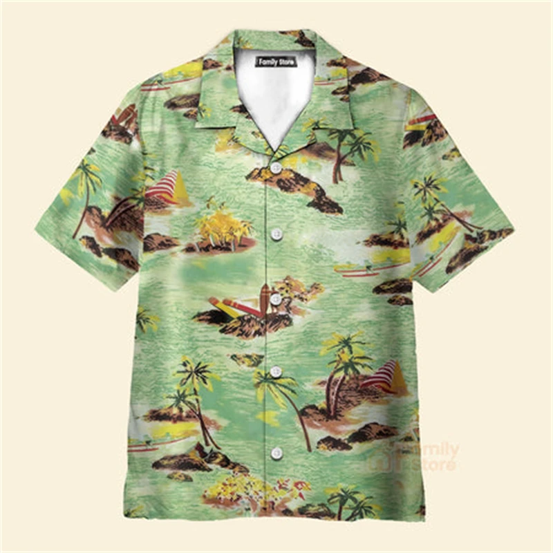 Camicia da spiaggia hawaiana da uomo, stampa 3D Sky Aircraft, moda di strada, top con risvolto con bottoni Hawaii, camicia da spiaggia Aloha per l'aviazione estiva