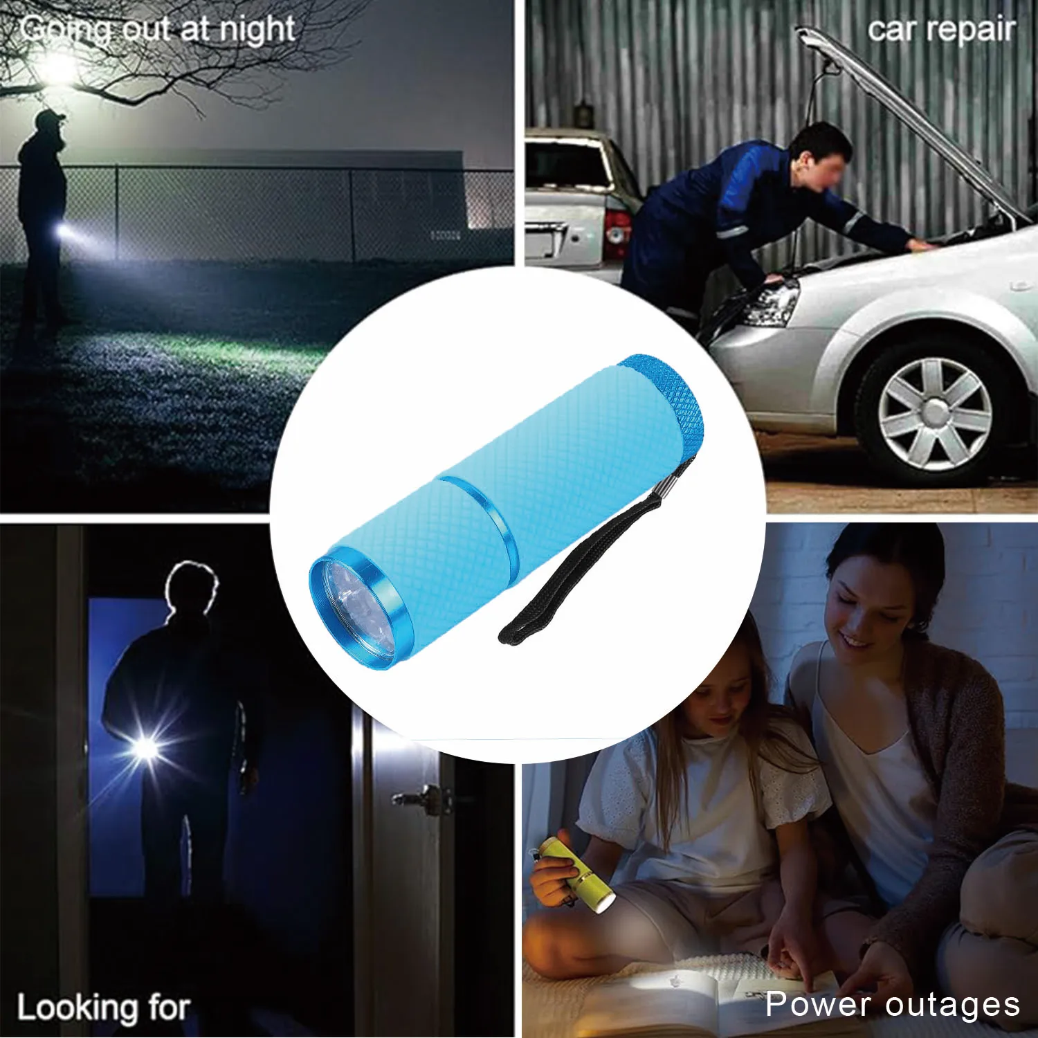 Mini 9 LED Flashlight Strong Light Highlight Hand Torch Outdoors Waterproof Light Portable Pocket Lantern Hiking Camping