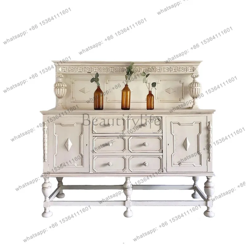

American solid wood edge dining cabinet small apartment kitchen integrated wall living room locker