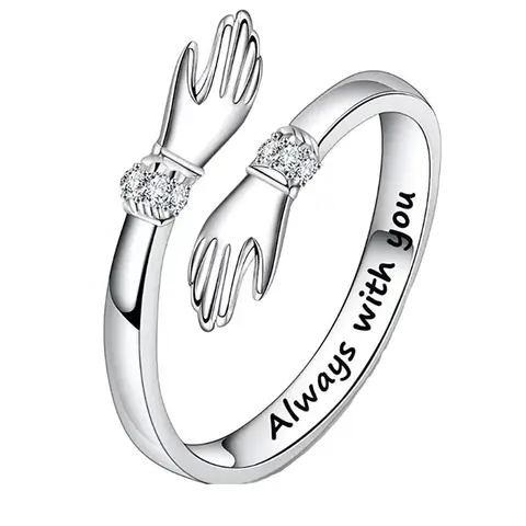 Huitan Love Hug Rings Adjustable Opening Rings for Women Silver Color/Gold Color Fashion Resizable Accessories Creative Jewelry