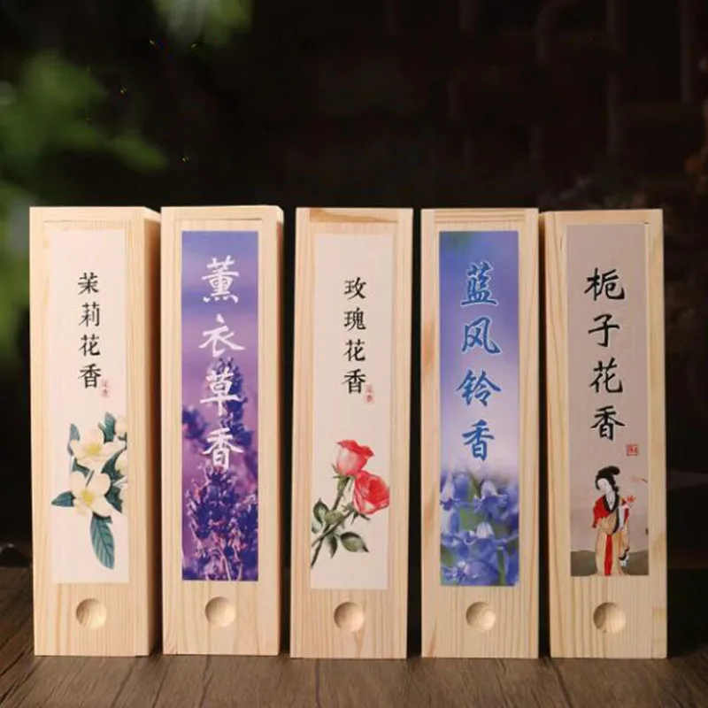Osmanthus Fragrans Laoshan Wormwood Ambergris Sticks Wooden Box Package Aromatherapy Stick Household Meditation Smell Use