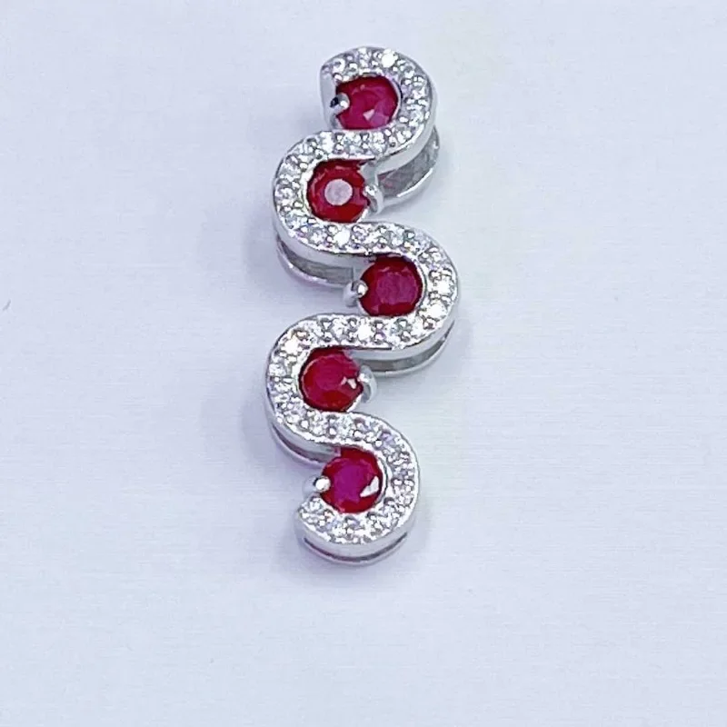 SACE GEMS Certified 925 Sterling Silver 3MM Natural Ruby Fashion Pendant Necklace for Women Sparkling Wedding Fine Jewelry Gift