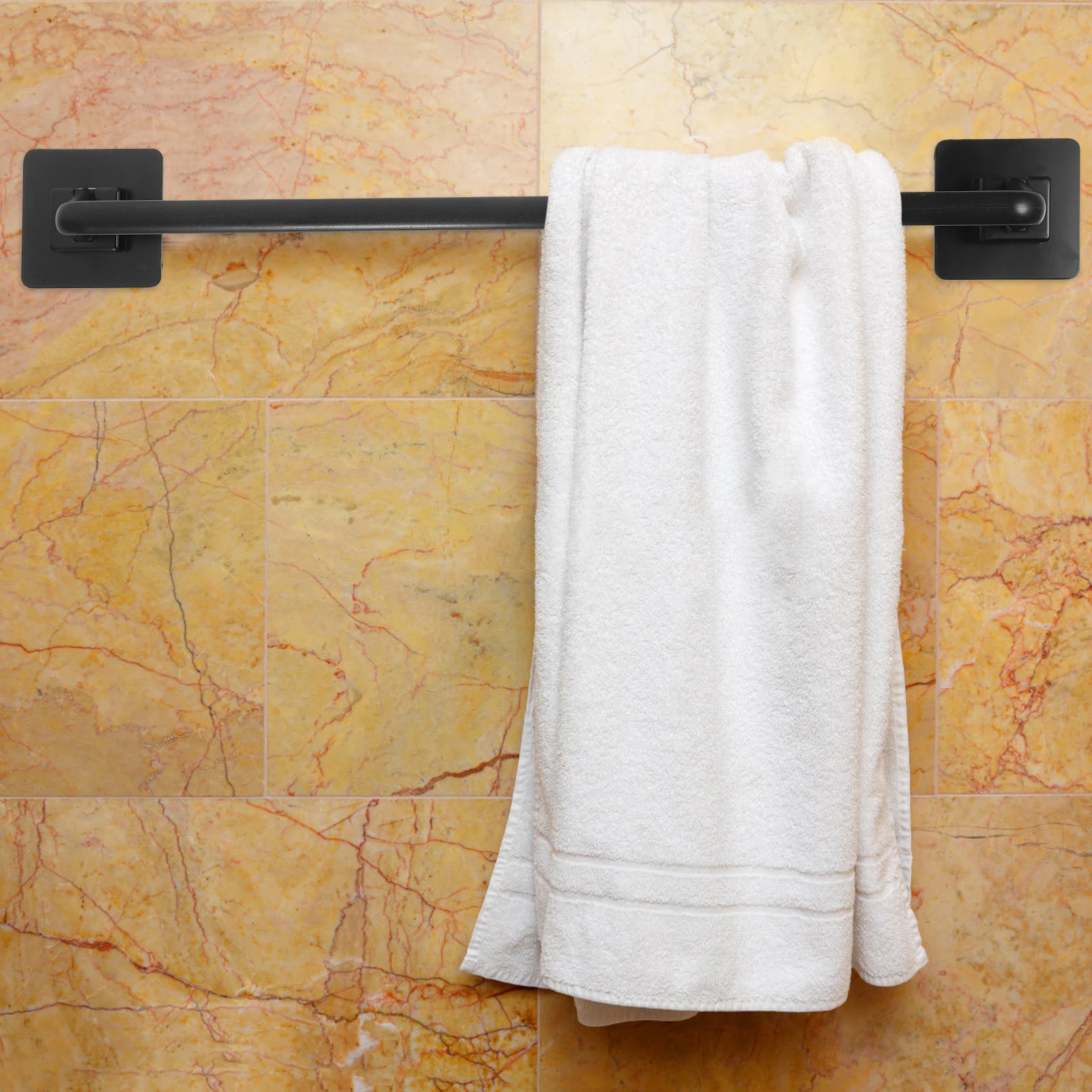 

No Drill Wall Mounted Rack For Bathroom Kitchen Hand Towel Holder Multi-Functional Slipper Hanger Easy Install Towel Bar Storage