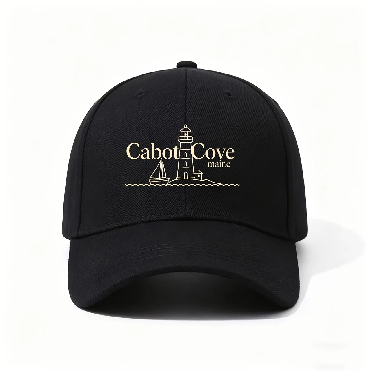 Baseball Cap, with Charming Cabot Cove Maine Print Featuring a Lighthouse And Sailboat, Crafted from Durable Material, Great for