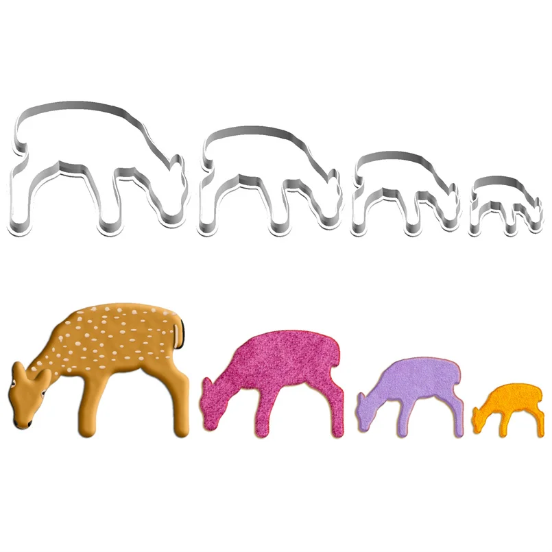 

Four Specifications Cartoon Cute Animals,Little Sika Deer,Plastic Molds,Cake Fondant Tools,Cookie Sushi and Fruits Cutters