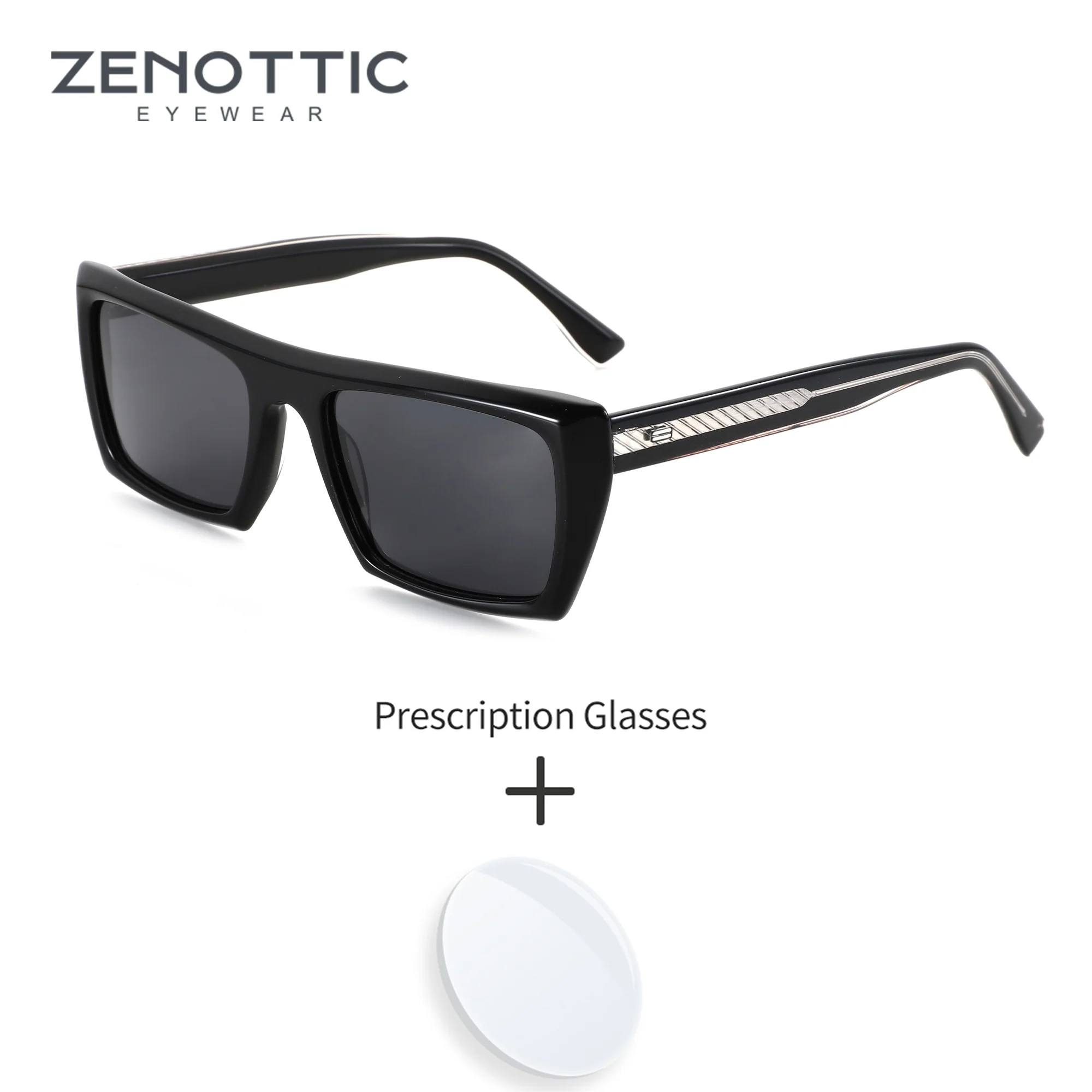 

ZENOTTIC M Size Thick Acetate Sunglasses for Men Prescription Polarized Lenses Square Shape Durable Modish Shades