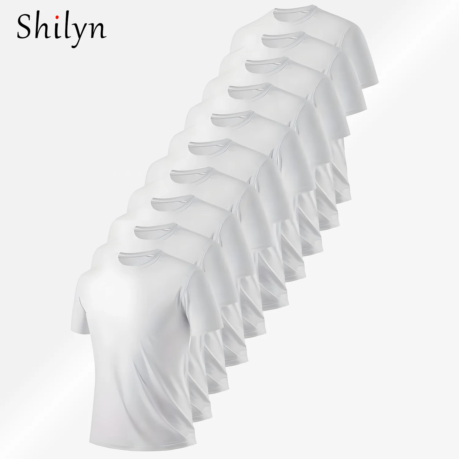 

SHILYN Легкая эластичная быстросохнущая влагоотводящая мужская футболка с коротким рукавом и круглым вырезом для бега и фитнеса