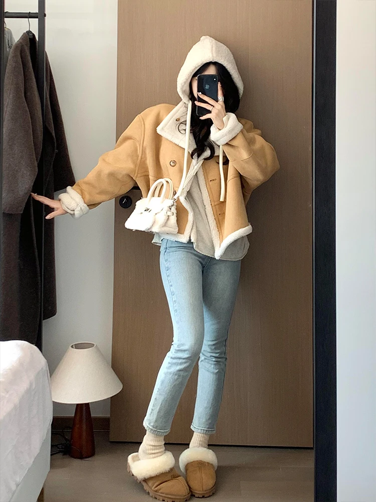 

Light Blue High Waist Slimming Nine-Piece Pencil Jeans Autumn Winter Small Size Slim Fit Narrow Straight Leg Pants