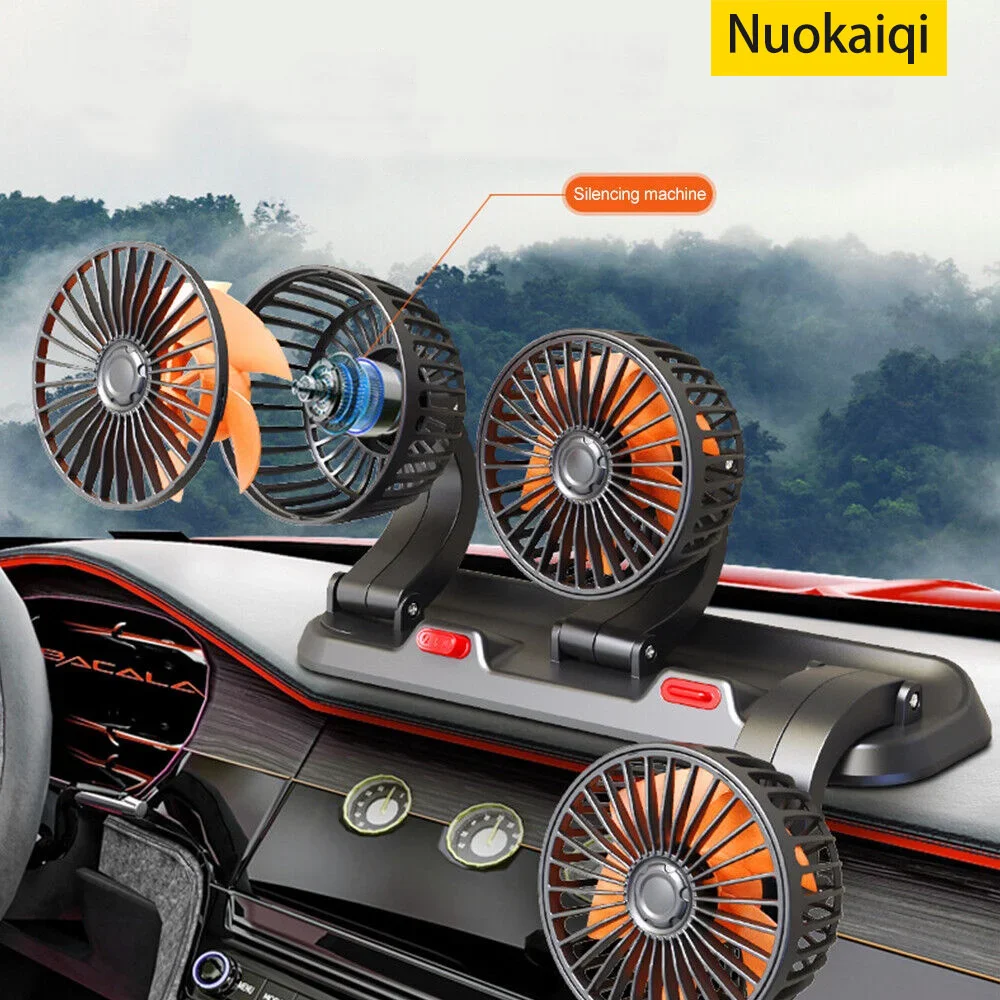 Nuokaiqi/24v Auto lüfter Kühlung Auto Lüfter 2-Gang USB Grad einstellbarer Doppelkopf-Elektroauto